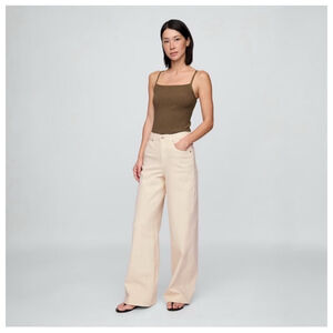 Women's GAP High Rise Wide-Leg Jeans in Beige, Size 10/30R